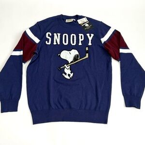 Aeropostale Snoopy Hockey Graphic Sweater NWT Blue Varsity Style Size S Unisex